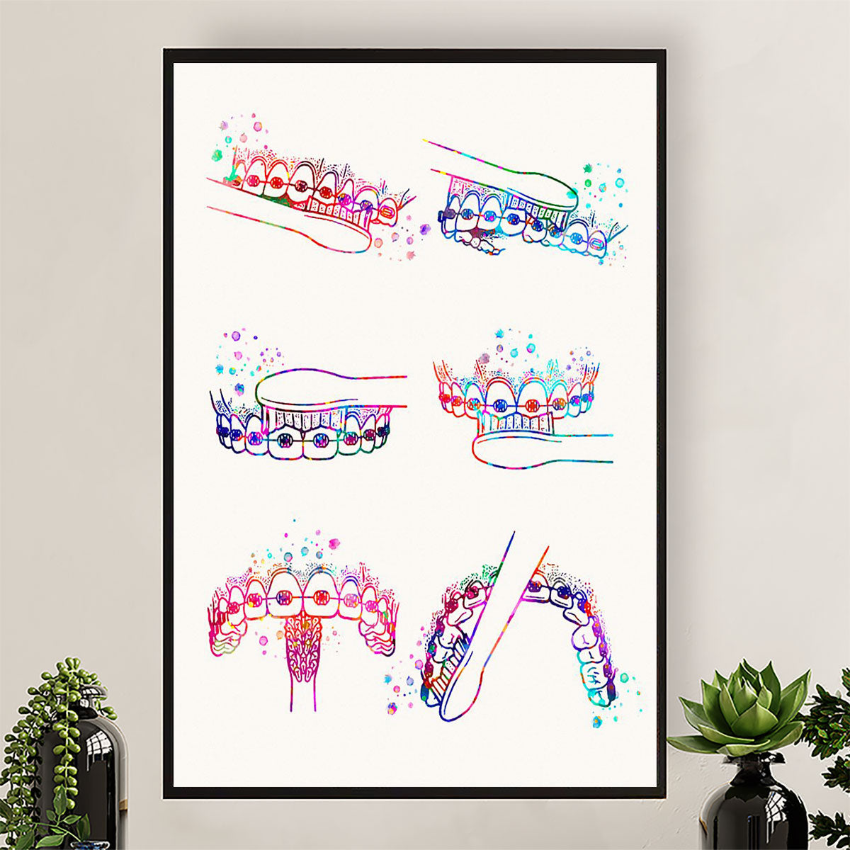 Dental Poster Brush Teeth | Wall Art Gift for Dentist