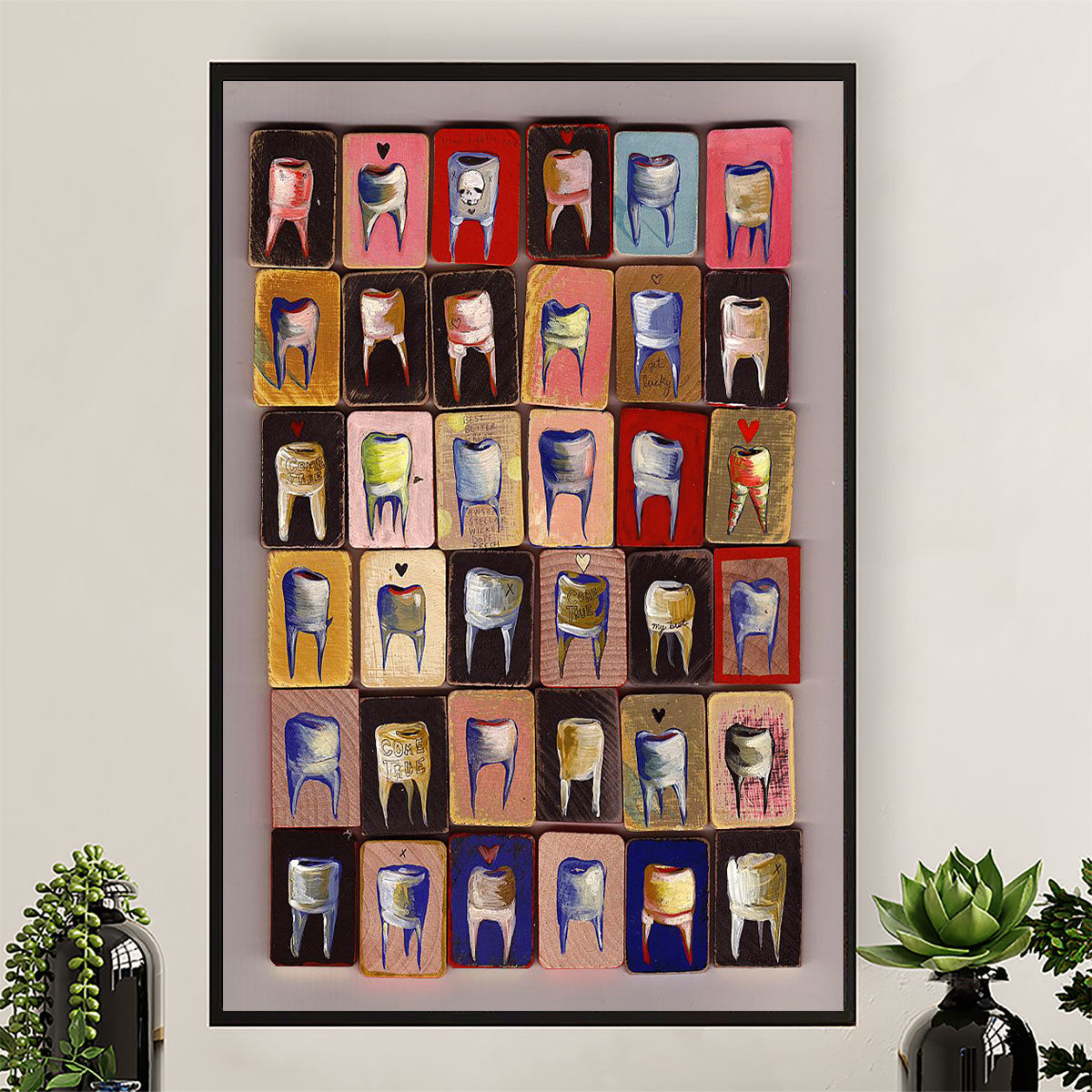 Dental Canvas Teeth Pattern | Wall Art Gift for Dentist