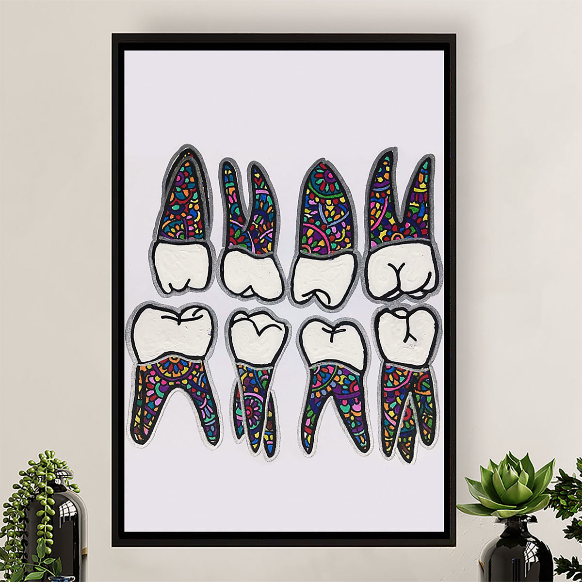 Dental Canvas Tooth Art Painting | Wall Art Gift for Dentist
