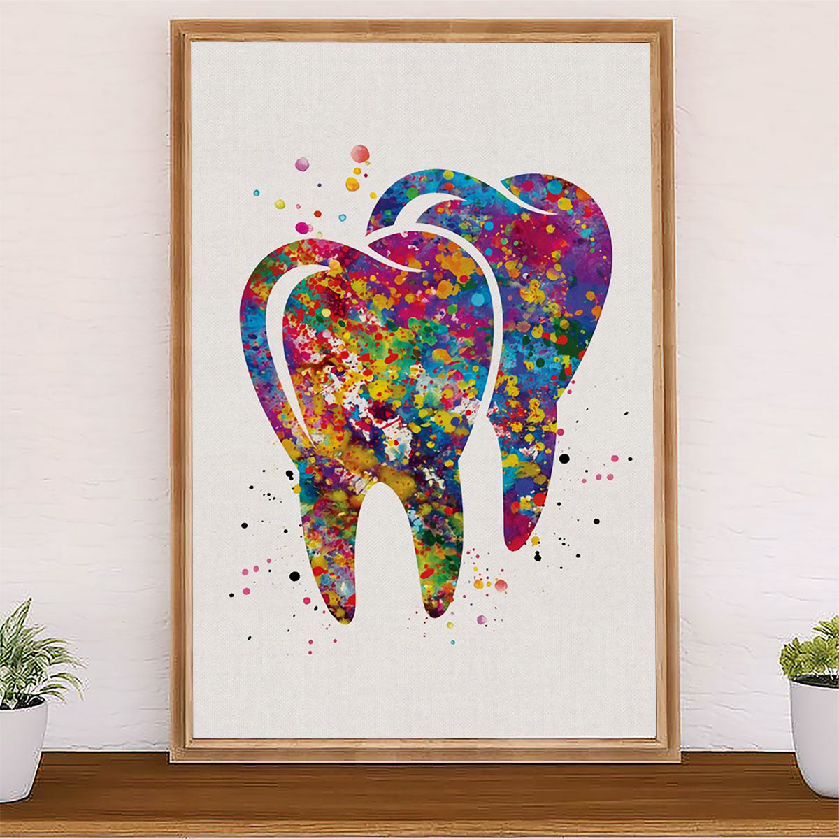 Dental Canvas Watercolor Tooth Art Painting | Wall Art Gift for Dentist