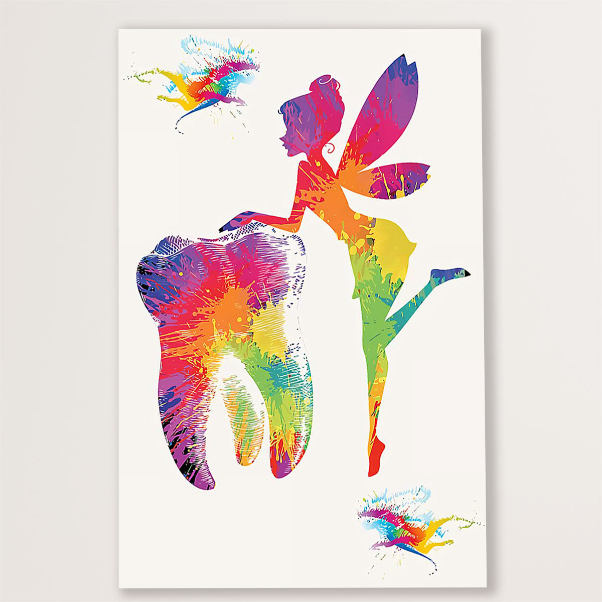 Dental Canvas Tinker Bell Tooth Art Painting | Wall Art Gift for Dentist