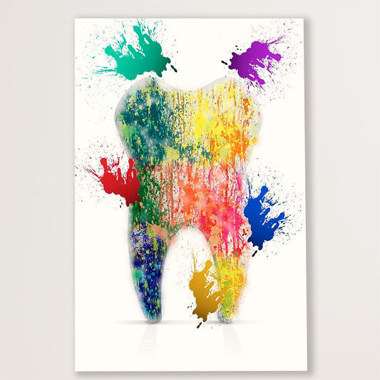 Dental Canvas Watercolor Tooth Art Painting | Wall Art Gift for Dentist