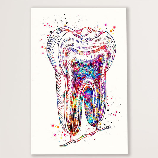 Dental Canvas Watercolor Tooth Art Painting | Wall Art Gift for Dentist
