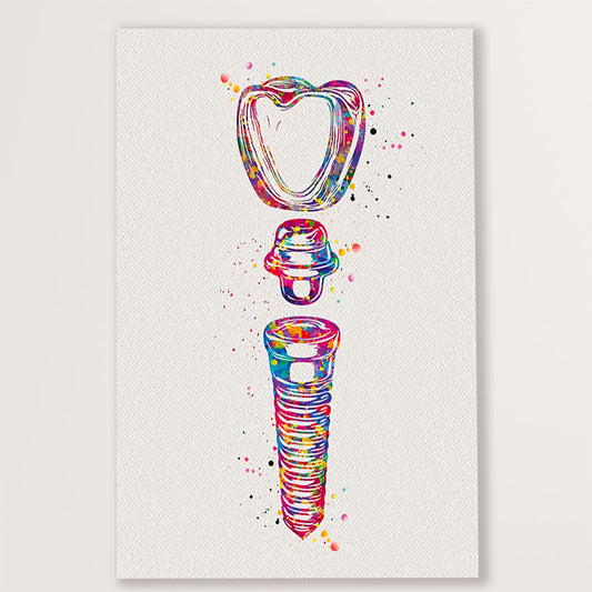 Dental Canvas Watercolor Tooth Art | Wall Art Gift for Dentist