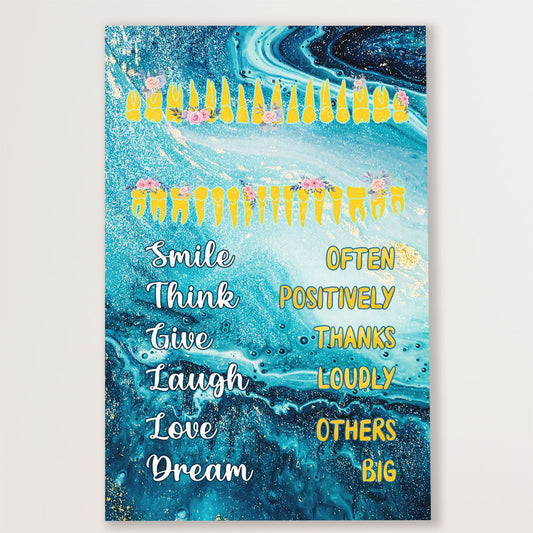 Dental Canvas Smile Often Think Positively Give Thanks | Wall Art Gift for Dentist
