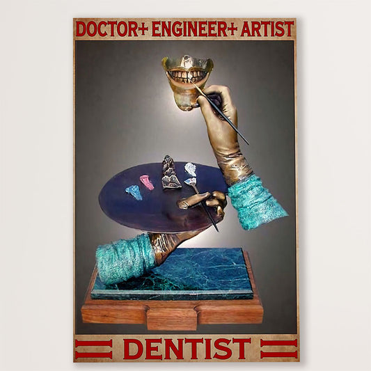 Dental Canvas Doctor + Engineer + Artist | Wall Art Gift for Dentist