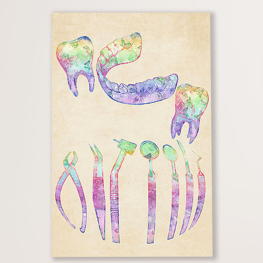 Dental Canvas Colorful Teeth | Wall Art Gift for Dentist
