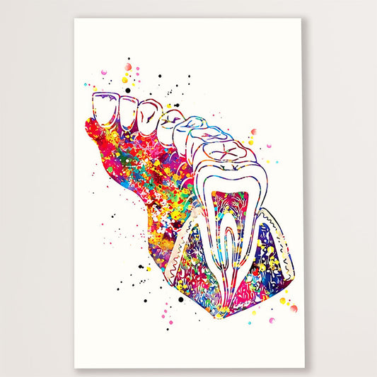 Dental Canvas Watercolor Teeth Art Painting | Wall Art Gift for Dentist