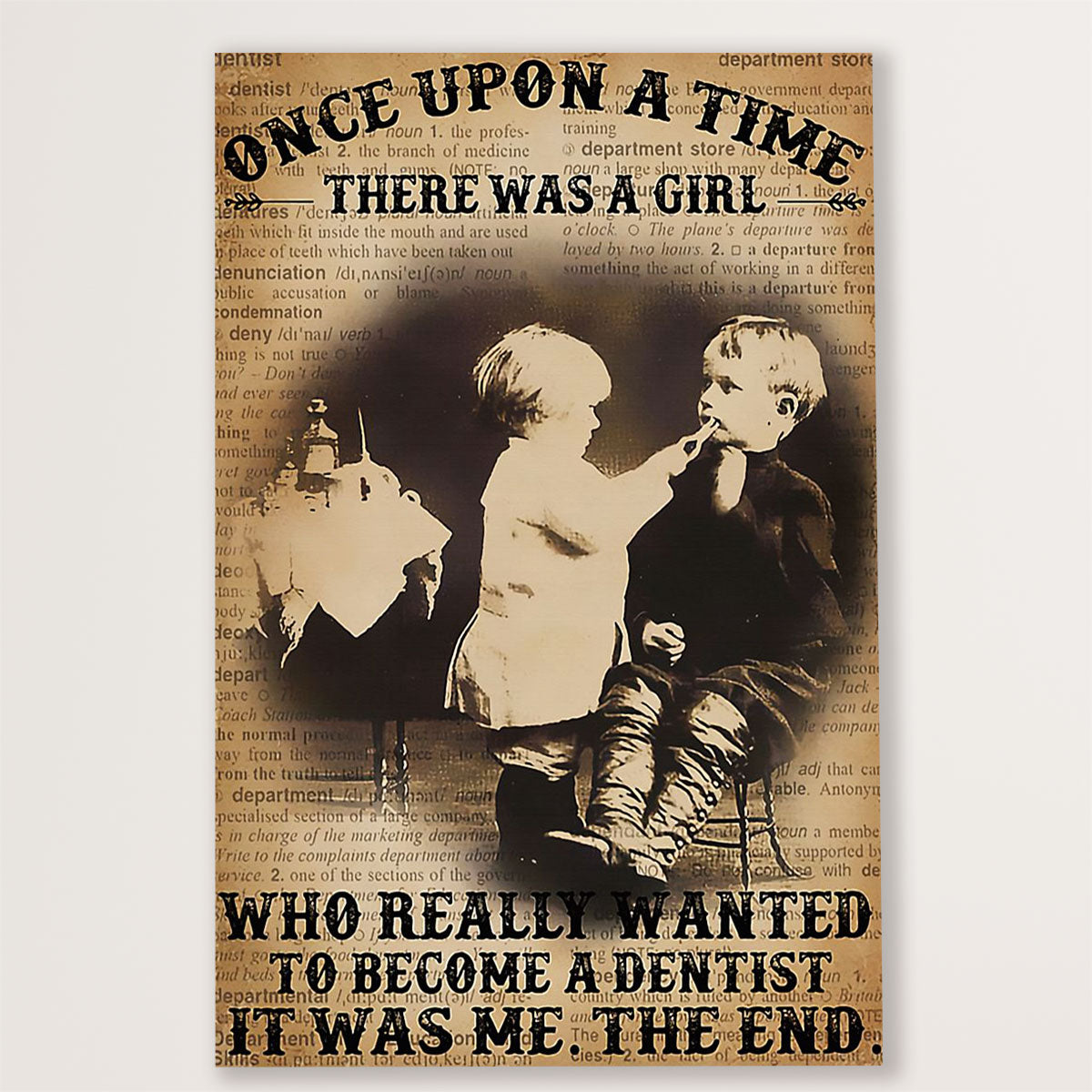 Dental Canvas There Was A Girl Who Really Wanted To Become A Dentist | Wall Art Gift for Dentist