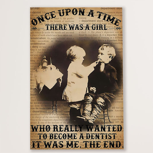 Dental Canvas There Was A Girl Who Really Wanted To Become A Dentist | Wall Art Gift for Dentist