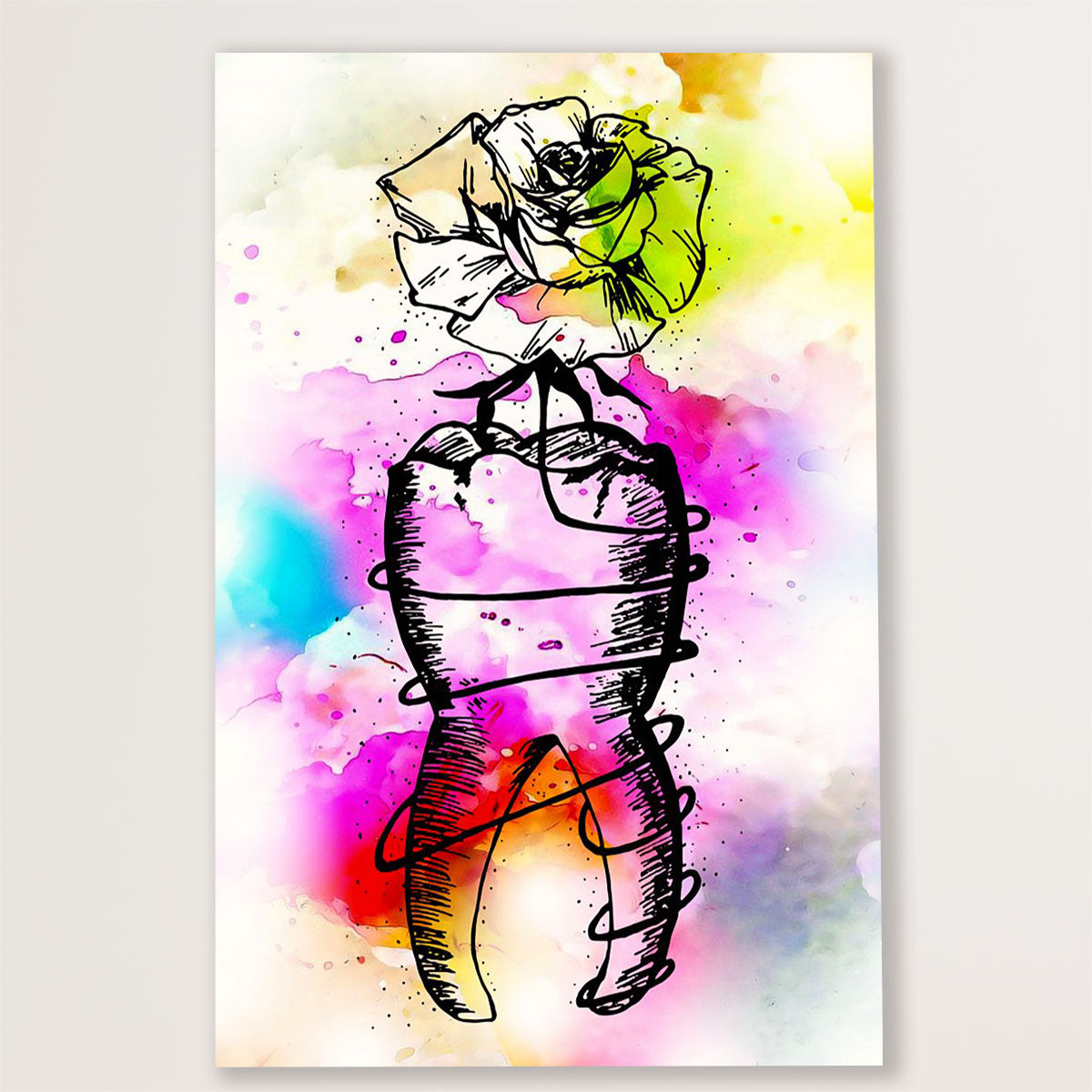 Dental Poster Flower Tooth | Wall Art Gift for Dentist