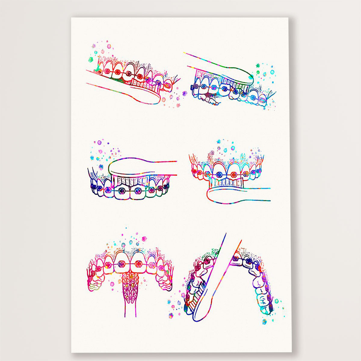 Dental Poster Brush Teeth | Wall Art Gift for Dentist