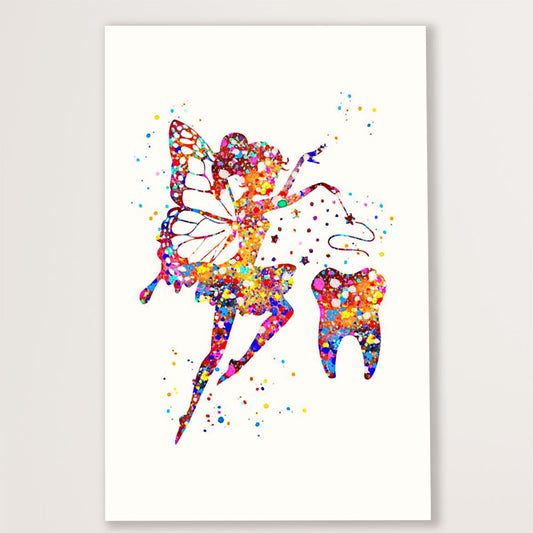 Dental Canvas Tinker Bell Tooth | Wall Art Gift for Dentist
