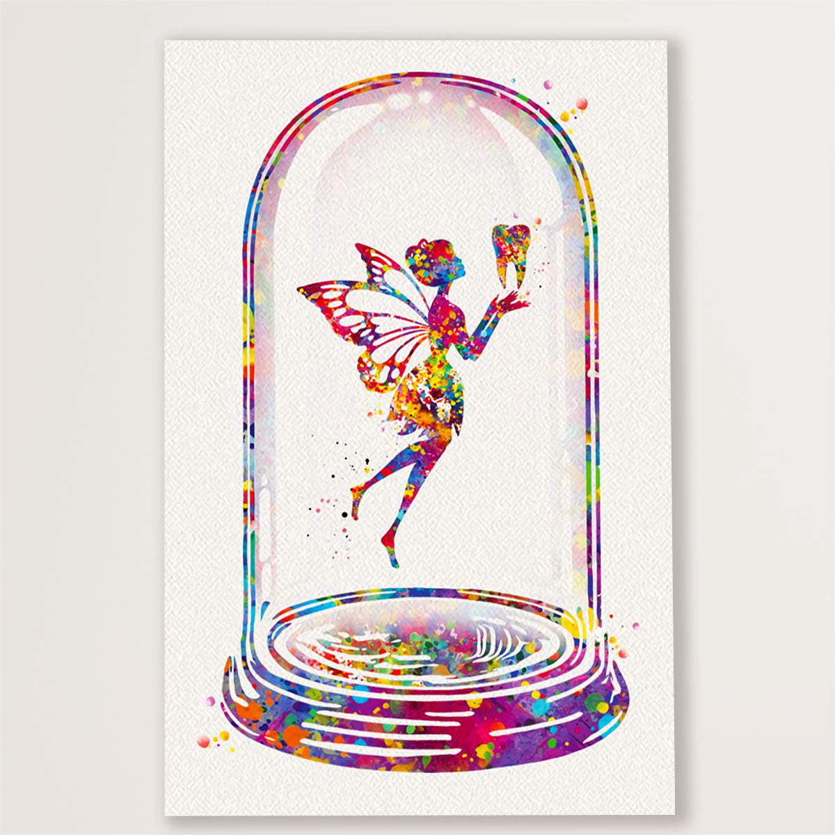 Dental Canvas Watercolor Tooth Art Painting | Wall Art Gift for Dentist