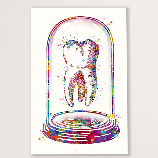 Dental Canvas Watercolor Tooth Art Painting | Wall Art Gift for Dentist