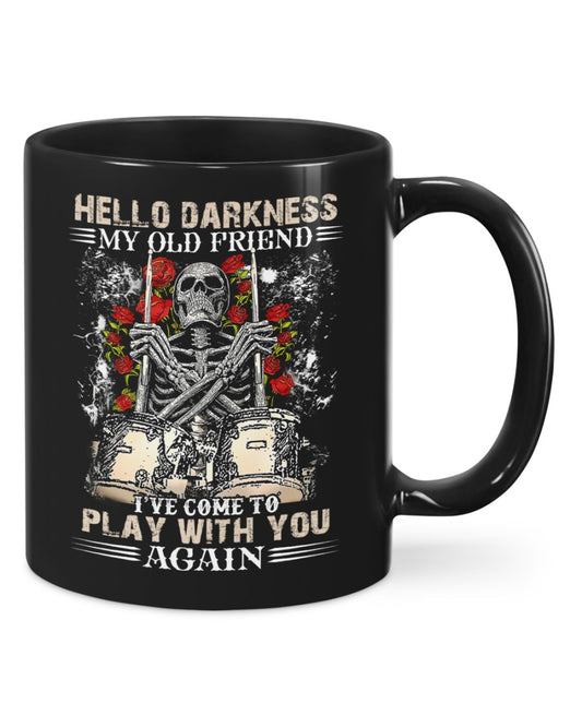 Drumming Coffee Mug | Hello Darkness My Old Friend | Drinkware Gift for Drummer