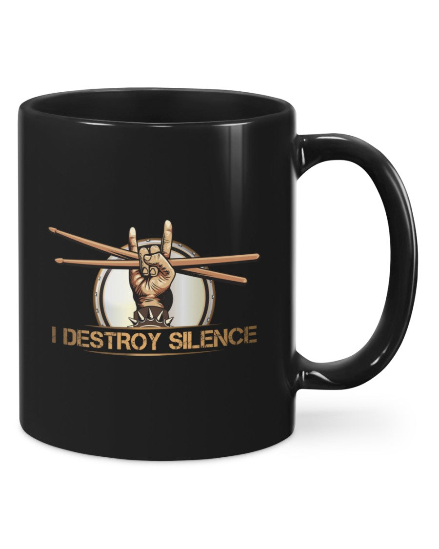 Drumming Coffee Mug | I Destroy Silence | Drinkware Gift for Drummer