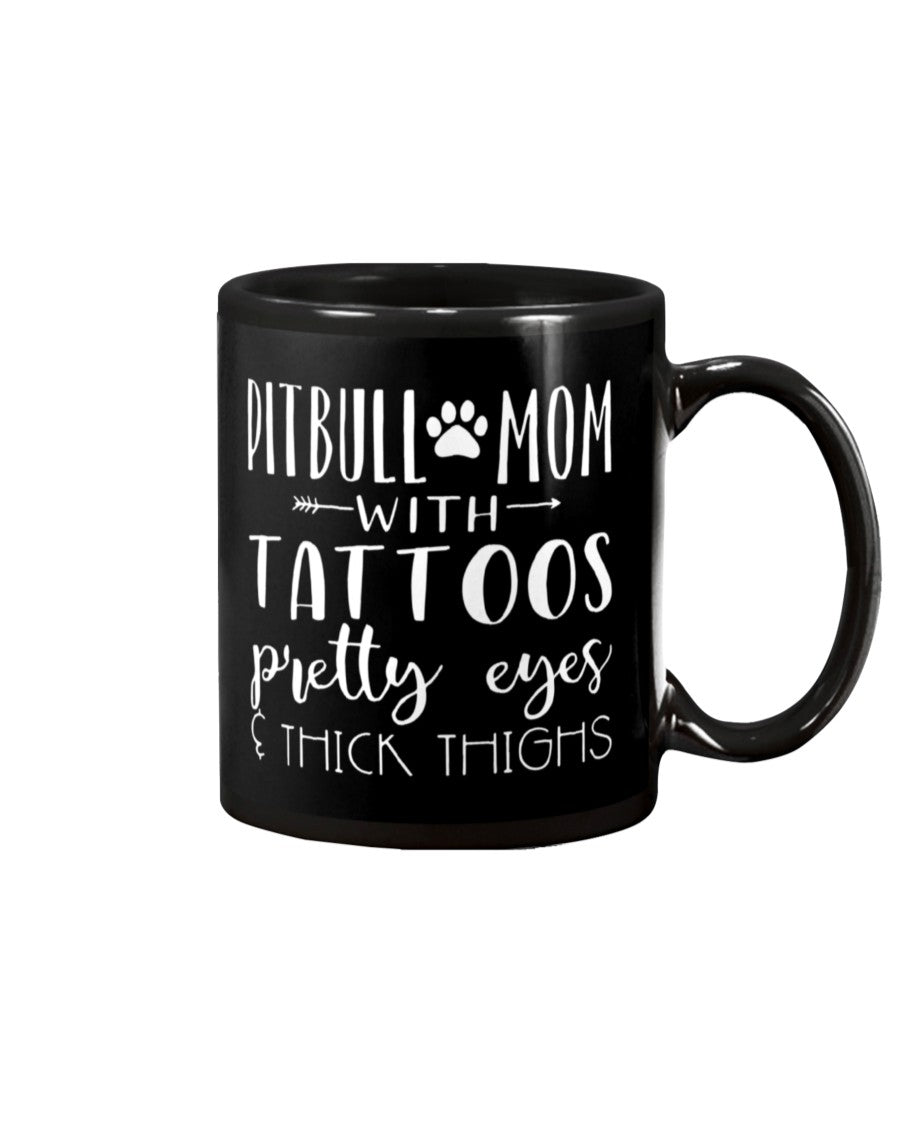 Tattoo Coffee Mug | Pitbull Mom With Tattoos | Drinkware Gift for Tattoo Artist, Tattoo Lover