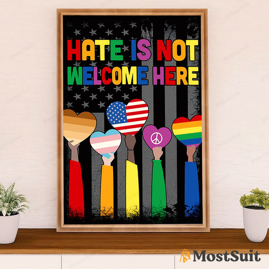 LGBT Gay Pride Month Poster Room Wall Art | American Hate Is Not Welcome