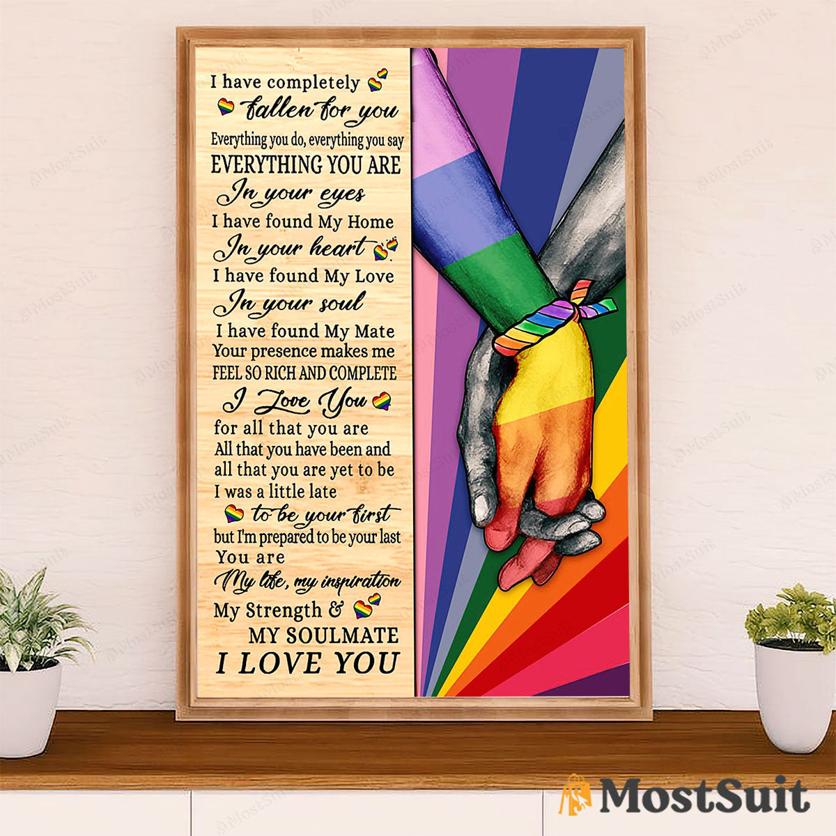 LGBT Gay Pride Month Poster Room Wall Art | Couple I Love You