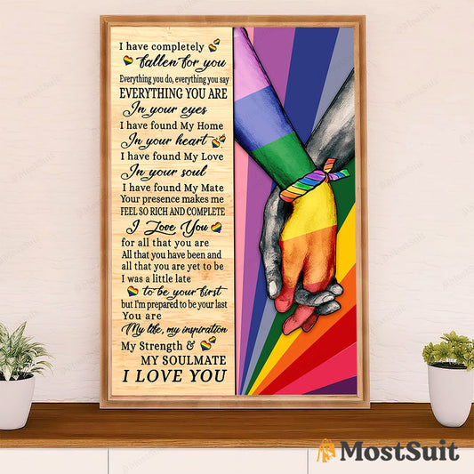 LGBT Gay Pride Month Poster Room Wall Art | Couple I Love You