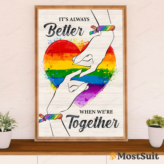 LGBT Gay Pride Month Poster Room Wall Art | Couple Hand Together