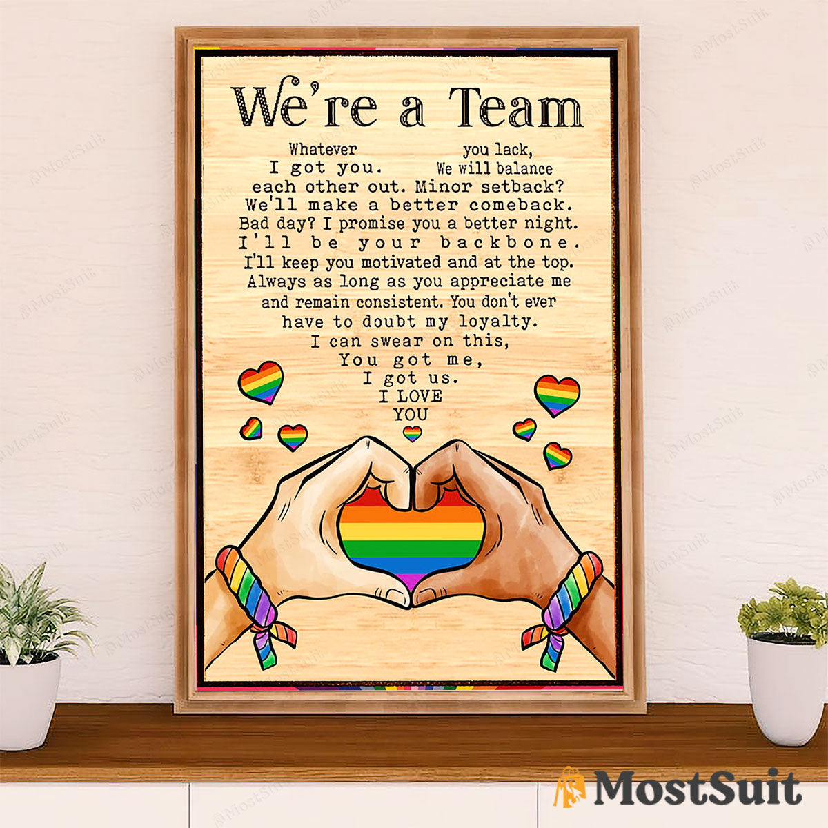 LGBT Gay Pride Month Poster Room Wall Art | Couple Love We are A Team