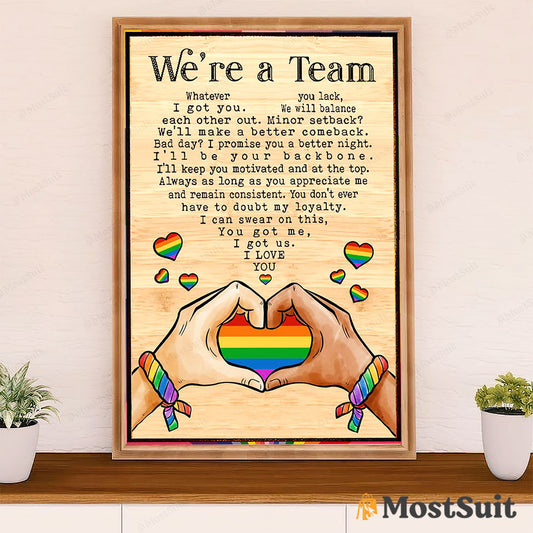 LGBT Gay Pride Month Poster Room Wall Art | Couple Love We are A Team