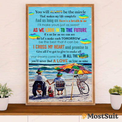 LGBT Gay Pride Month Poster Room Wall Art | Gay Husband Wife Couple