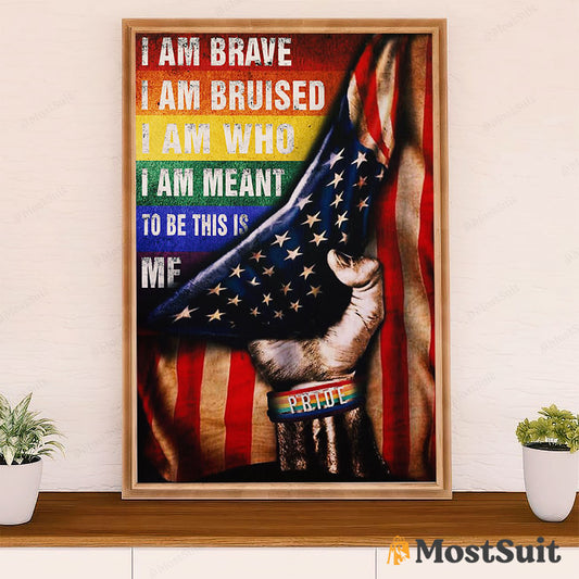 LGBT Gay Pride Month Poster Room Wall Art | American Flag LGBT