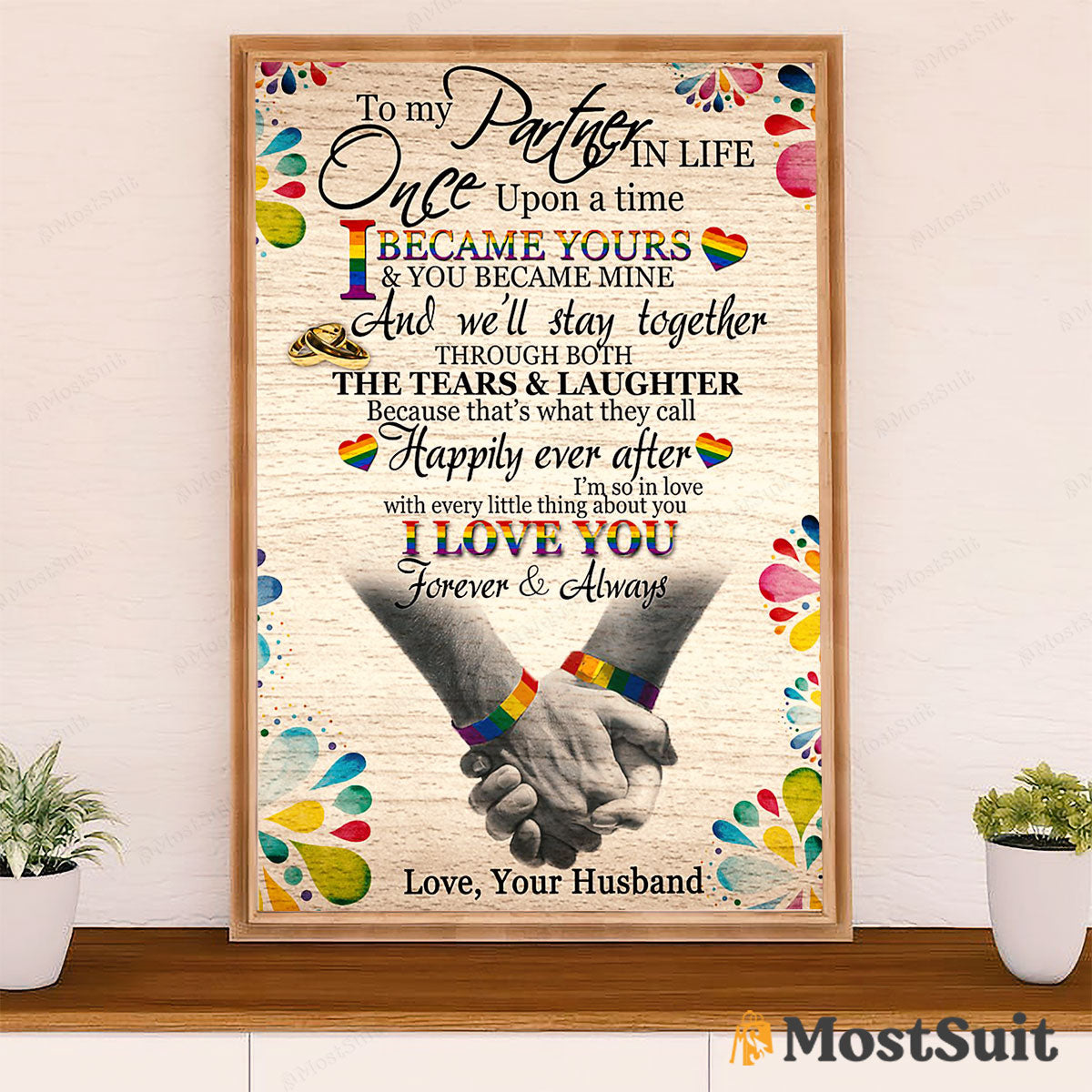 LGBT Gay Pride Month Poster Room Wall Art | From Husband To Wife