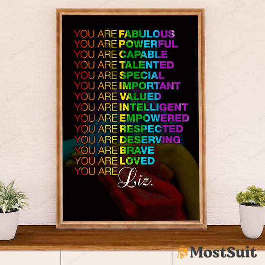 LGBT Gay Pride Month Poster Room Wall Art | Customized Name Personalized Name