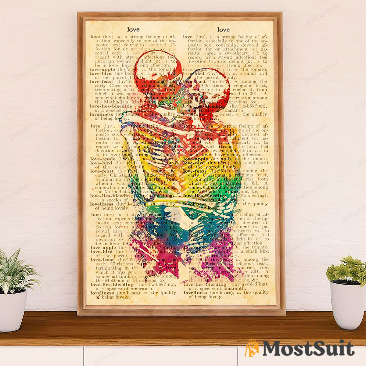 LGBT Gay Pride Month Poster Room Wall Art | Skeleton Couple Vintage