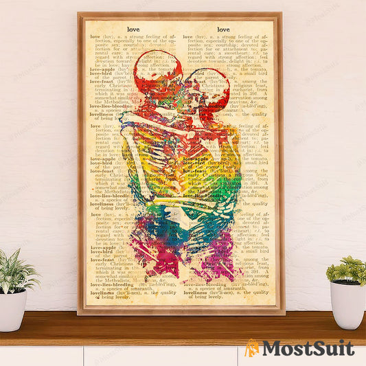 LGBT Gay Pride Month Poster Room Wall Art | Skeleton Couple Vintage