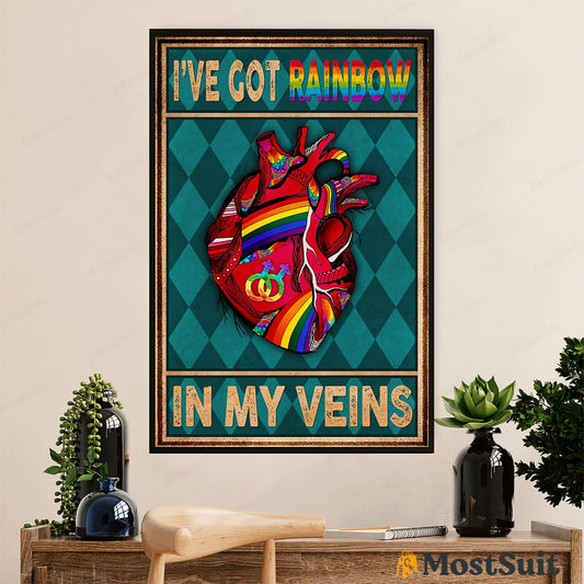 LGBT Gay Pride Month Poster Room Wall Art | Heart Rainbow LGBT