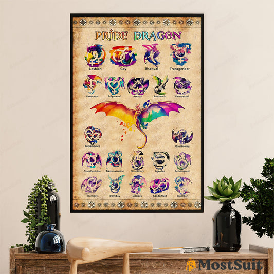 LGBT Gay Pride Month Poster Room Wall Art | Gay Pride Dragon