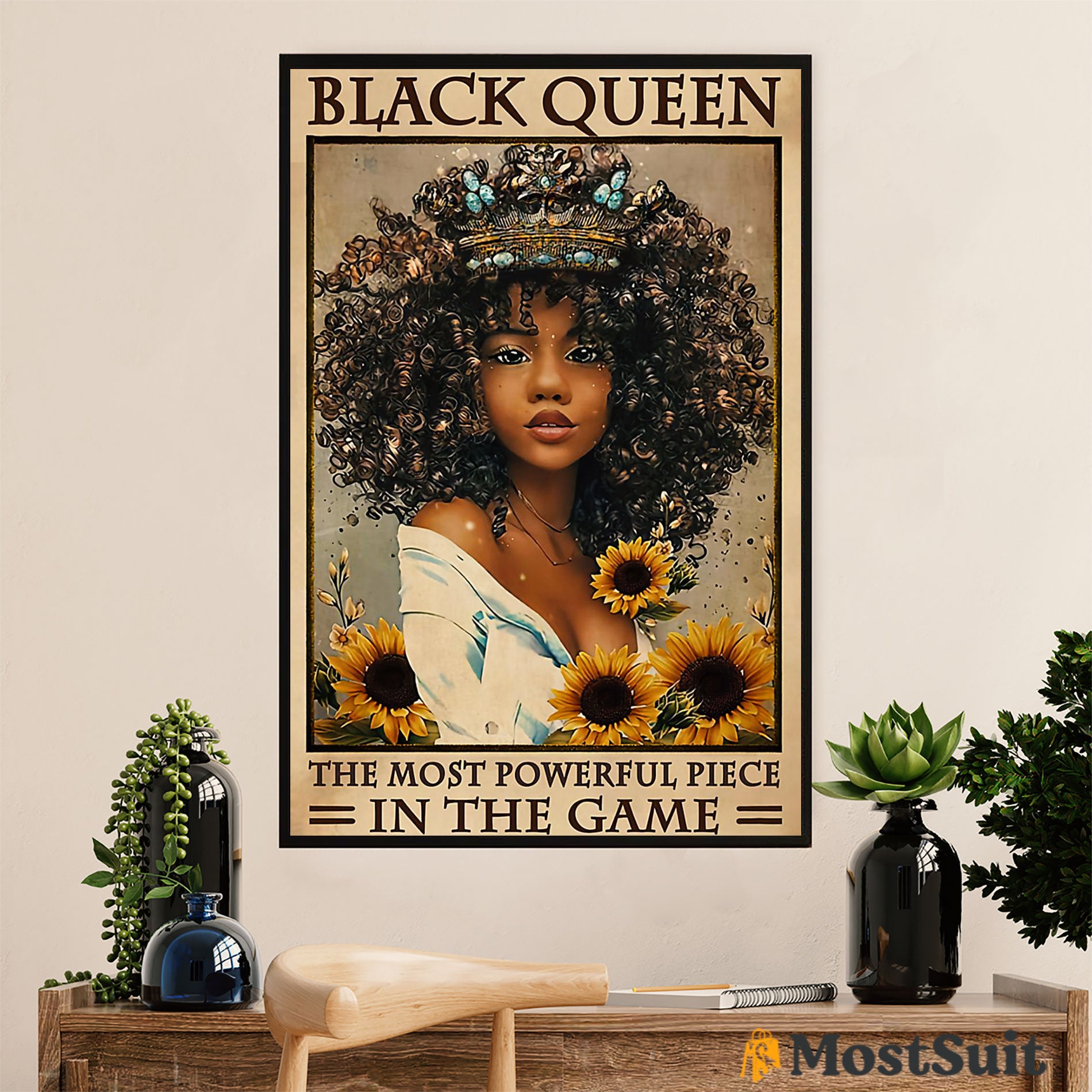 African American Afro Poster | Gift for Black Girl | Juneteenth Day Room Wall Art - Black Queen Powerful Piece