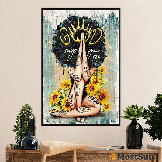 African American Afro Poster | Gift for Black Girl | Juneteenth Day Room Wall Art - God Says You Are