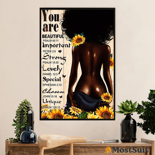 African American Afro Poster | Gift for Black Girl | Juneteenth Day Room Wall Art - Strong Lovely
