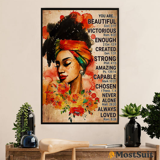 African American Afro Poster | Gift for Black Girl | Juneteenth Day Room Wall Art - Beautiful Victorious