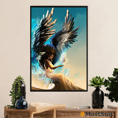 African American Afro Poster | Gift for Black Girl | Juneteenth Day Room Wall Art - Black Queen Eagle Wings