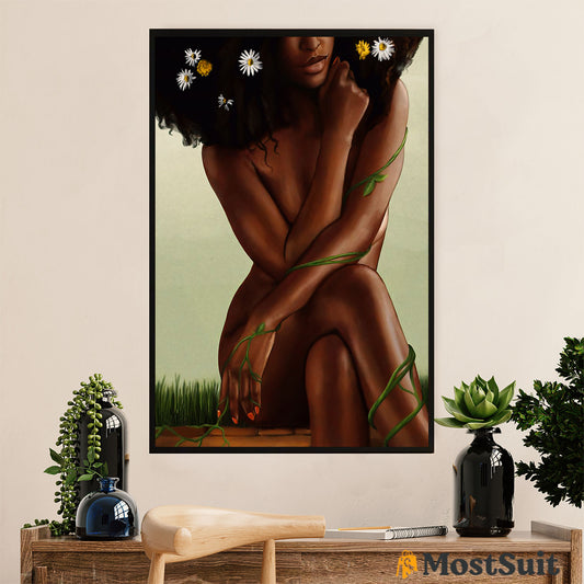 African American Afro Poster | Gift for Black Girl | Juneteenth Day Room Wall Art - Black Girl Daisy