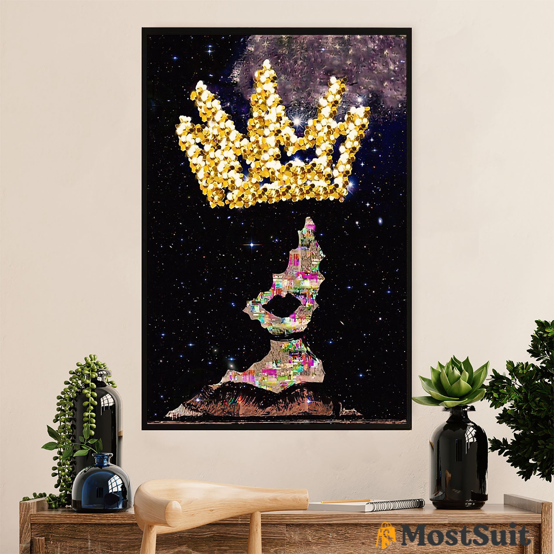 African American Afro Poster | Gift for Black Girl | Juneteenth Day Room Wall Art - Black Queen Galaxy