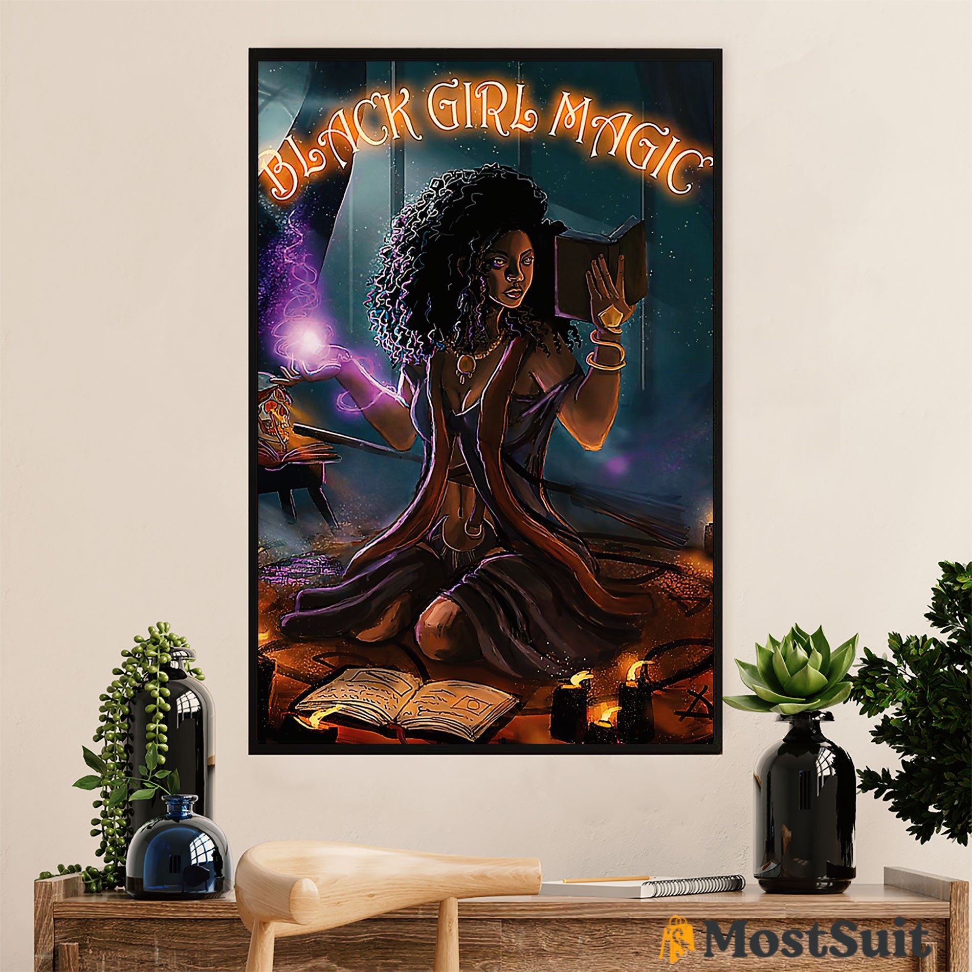 African American Afro Poster | Gift for Black Girl | Juneteenth Day Room Wall Art - Black Girl Magic Witch
