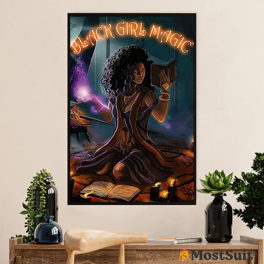 African American Afro Poster | Gift for Black Girl | Juneteenth Day Room Wall Art - Black Girl Magic Witch