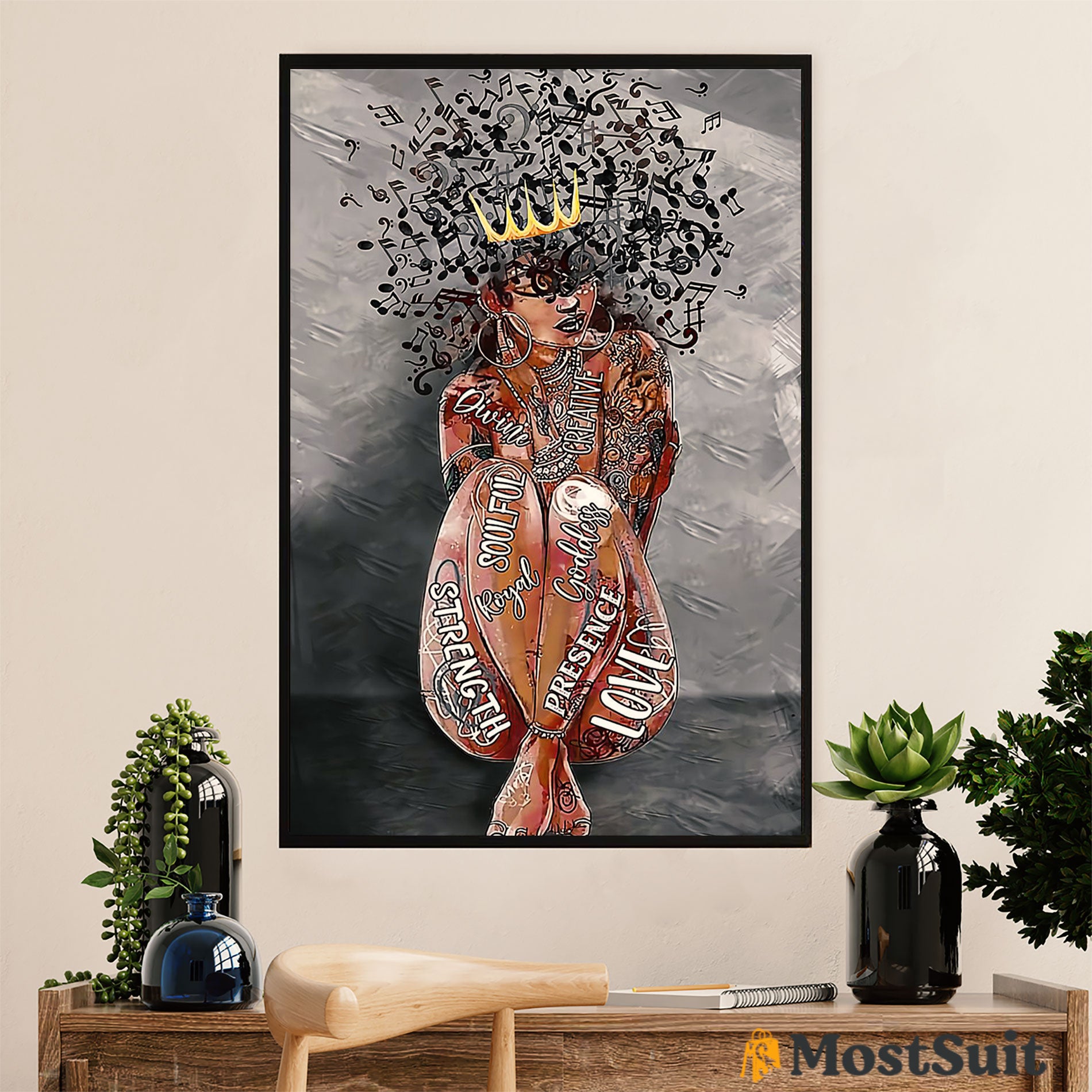 African American Afro Poster | Gift for Black Girl | Juneteenth Day Room Wall Art - Soulful Love Girl