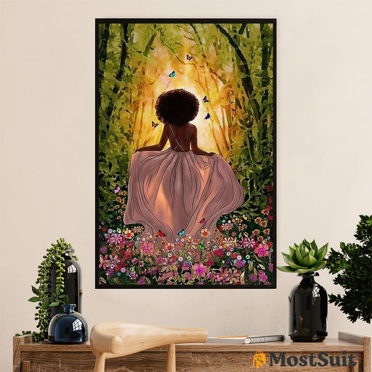 African American Afro Poster | Gift for Black Girl | Juneteenth Day Room Wall Art - Black Princess