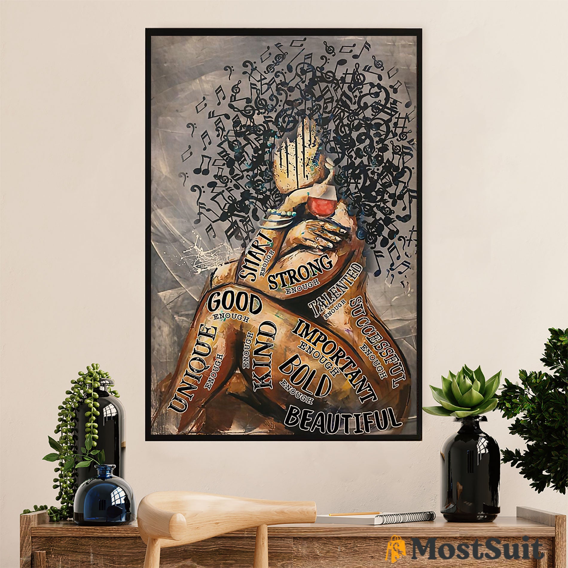 African American Afro Poster | Gift for Black Girl | Juneteenth Day Room Wall Art - Motivational Quotes Wine Girl