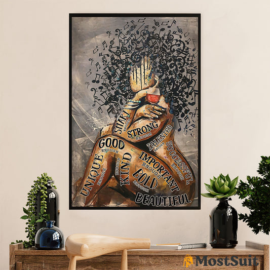 African American Afro Poster | Gift for Black Girl | Juneteenth Day Room Wall Art - Motivational Quotes Wine Girl