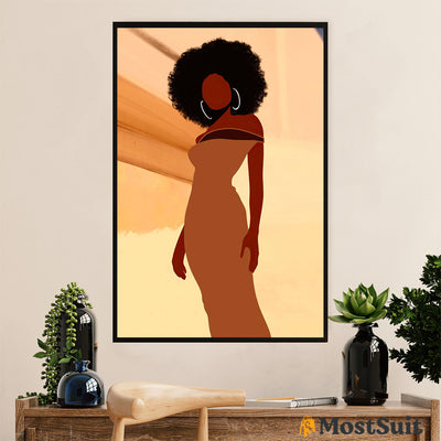 African American Afro Poster | Gift for Black Girl | Juneteenth Day Room Wall Art - Black Woman